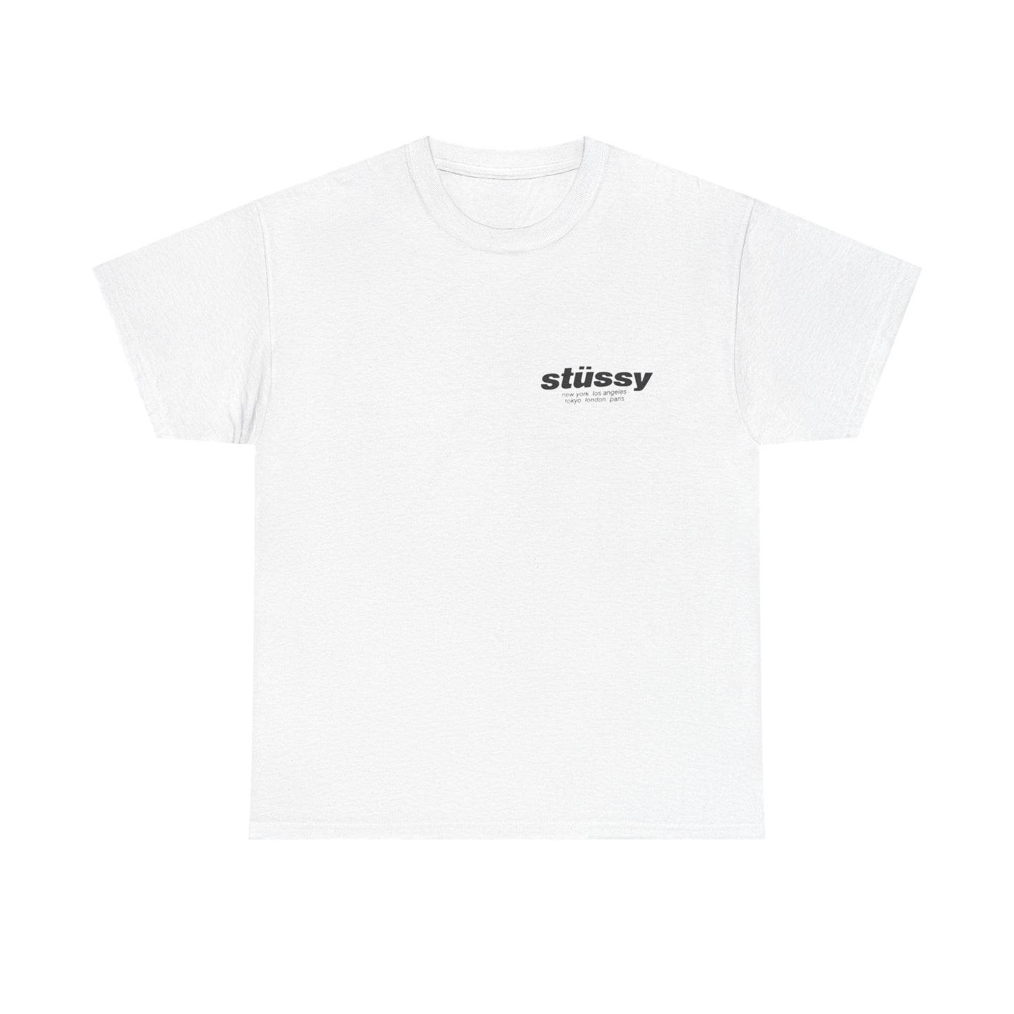 White Stussy Rollers Menswear Vintage Blank Unisex Heavy Cotton Tee T shirt