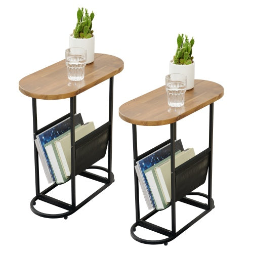 Acacia Oval Small Side Tables Living Room Small Space With Organizer Storage Space