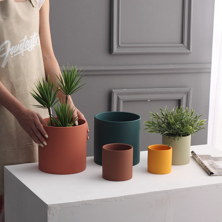 Nordic Industrial Style Colorful Ceramic Flowerpot/Cylindrical Shape Flower Pot