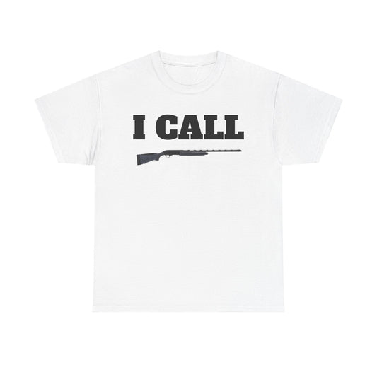Unisex Heavy Cotton Tee with Bold 'I CALL SHOTGUN' Design, Casual Wear, Gift for Outdoors Enthusiasts, Hunting Shirt, Everyday Tee
