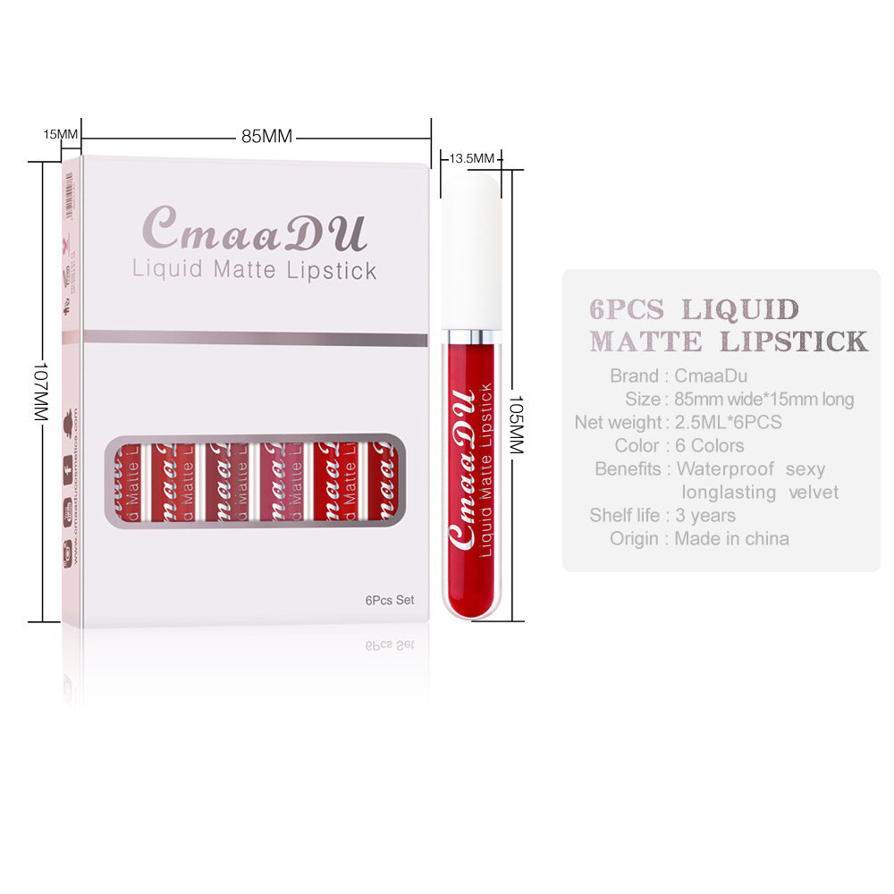 6 Boxes Of Matte Non-stick Waterproof Lipstick