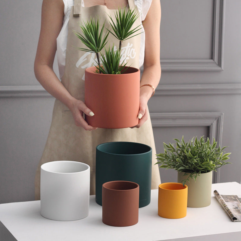 Nordic Industrial Style Colorful Ceramic Flowerpot/Cylindrical Shape Flower Pot